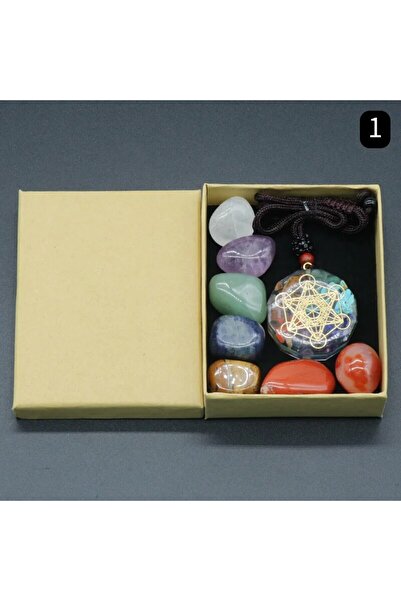 Choice مجموعة من قلادة اليوجا المكونة من سبعة شاكرات من حجر الكريستال الطبيعي...