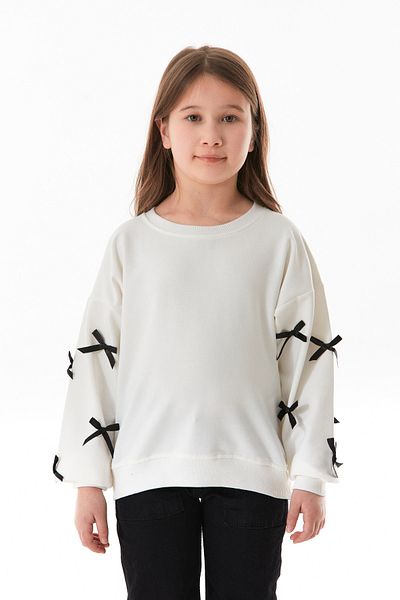 Fulla Moda Girls' Sweatshirt with Sleeves and Bow Detail