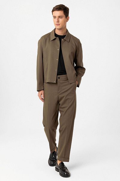 Antioch Khaki Hidden Button Seasonal Relax Fit Men's Coat