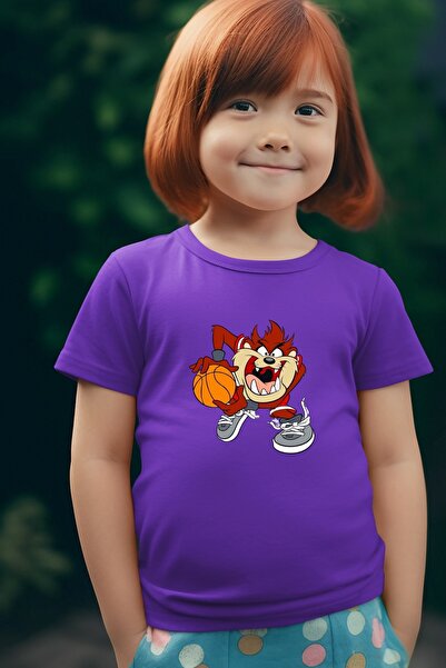 oneagılyazı تي شيرت كبير الحجم للأطفال مطبوع عليه لاعب كرة السلة تسمانيا