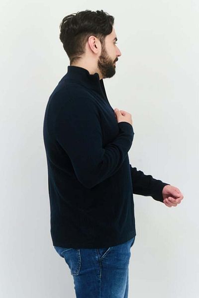 Perry Ellis Men High Neck Long Sleeves Knitted Sweater, Navy