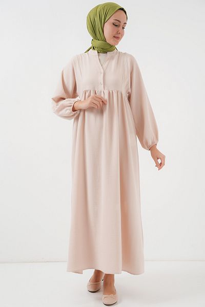 Bigdart فستان حجاب طويل نسائي 2525 - كريمي