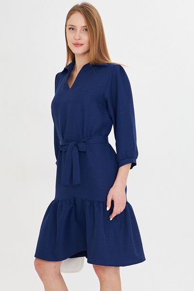 armonika Γυναικείο πουκάμισο Navy Blue γιακάς με μανίκια τέταρτο φόρεμα με κορδόνι μέσης ARM-25Y 001010