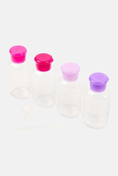 Miamica 4Pcs Flip Top Travel Bottles Set, Transparent