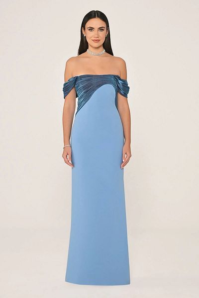 ALFABETA Women's Blue Indigo Boat Neck Long Stylish Dress Ab6890-Ma