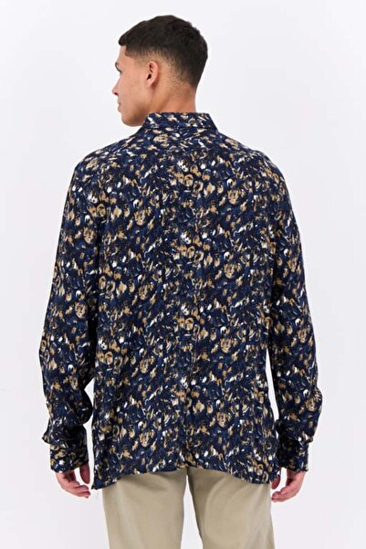 Perry Ellis Men Regular Fit Paint Stroke-print Long Sleeves Casual Shirt, Multicolor