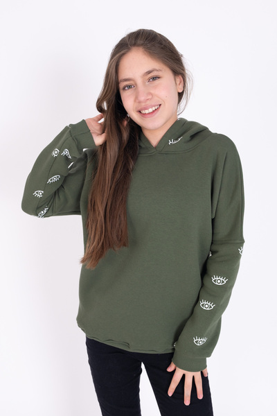 Burç Hanorac supradimensionat cu glugă din bumbac pieptănat 100% imprimat cu ...