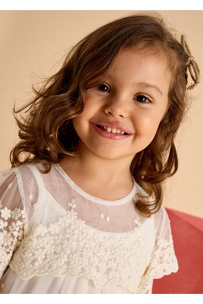 MAYORAL 04-10 Years Old Girl's Lace Tulle Dress - Ecru