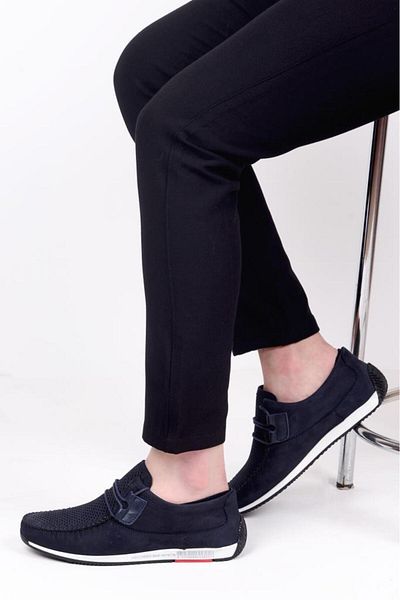 JAMES FRANCO Ανδρικά δερμάτινα παπούτσια Navy Blue 5092 Casual