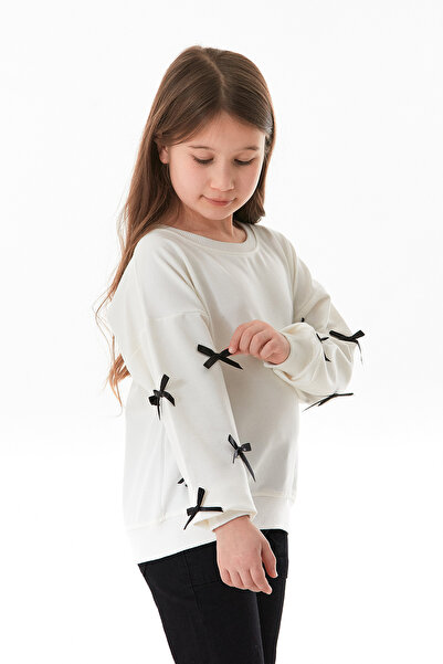 Fulla Moda Girls' Sweatshirt with Sleeves and Bow Detail