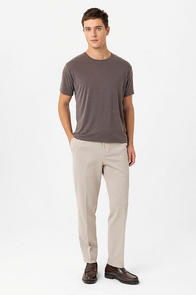 Antioch Brown Regular Fit Modal Technical Fabric Men's T-Shirt