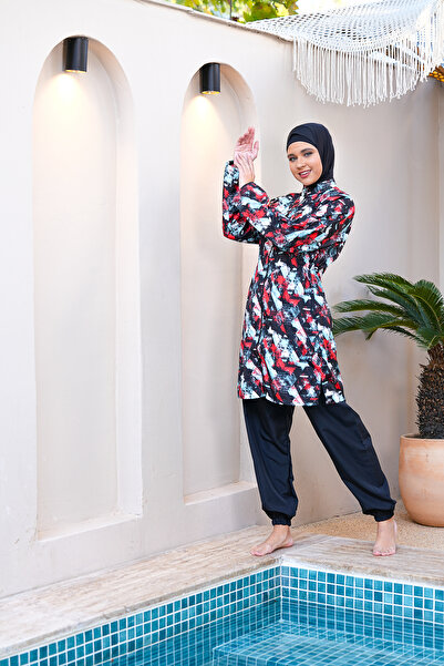 SEBOTEKS Parachute Fabric Full Length Zippered Fully Covered Plus Size Hijab Swimsuit 3814