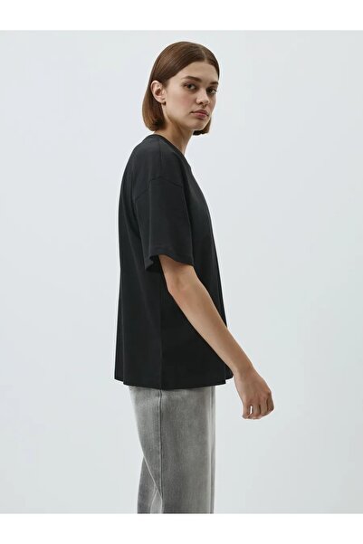 COMBİNE MİCHAİL Γυναικείο μπλουζάκι μαύρο 100% βαμβακερό με λαιμόκοψη Basic