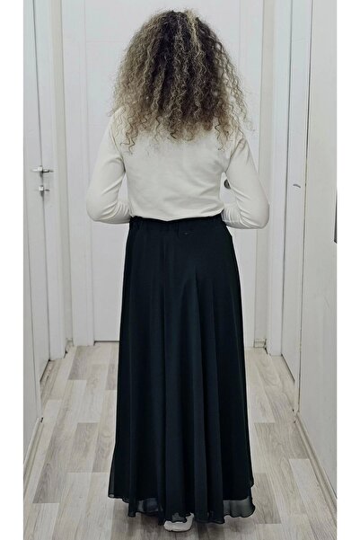 lodmela Зелена спідниця з шифону - на талії гумка, модель 6003