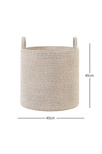 Ocean Home Textile Organizator de jucării pentru rufe de dulap bej, frânghie de bumbac, coș de depozitare, 40x40
