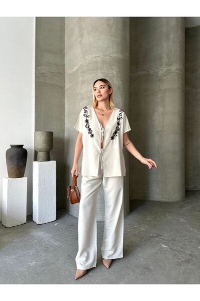 Butik مجموعة نسيم روما من الكتان باللون البيج