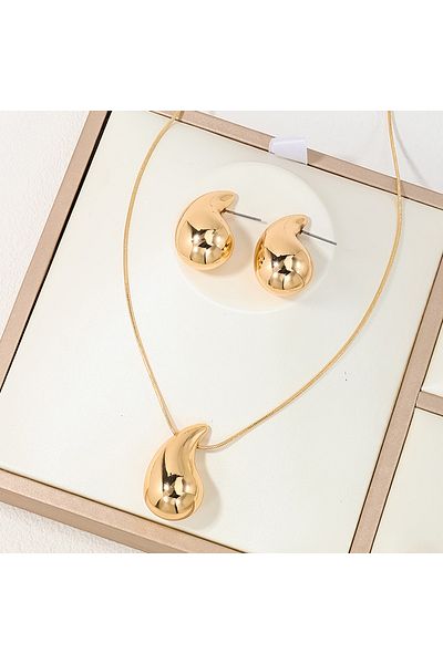 Choice 80813502-G 3 pieces of simple European and American feng shui necklace earrings set for women's temp