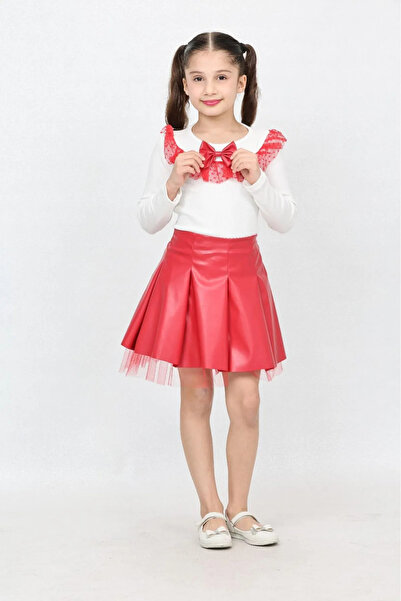 Genel Markalar KIZ ÇOCUK ALT ÜST TAKIM TSHİRT ETEK 23 NİSAN  29EKİM GÖSTERİ KIYAFETİ NBL