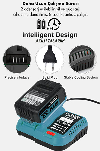 POWER BLACK 13 Başlıklı Süper Set Darbeli Matkap Testere Tilki Kuyruğu Taşlama Somun Sökme Havalı Pompa
