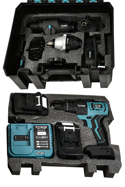 POWER BLACK 13 Başlıklı Süper Set Darbeli Matkap Testere Tilki Kuyruğu Taşlama Somun Sökme Havalı Pompa