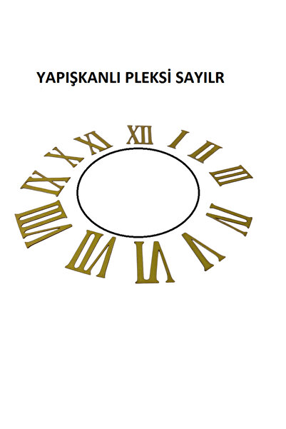 EXİZ TİCARET Pleksi Rome Rakamları,Duvar saati Rome  ramları 3,5 cm Yapışkanlı Pleksi Sayılar