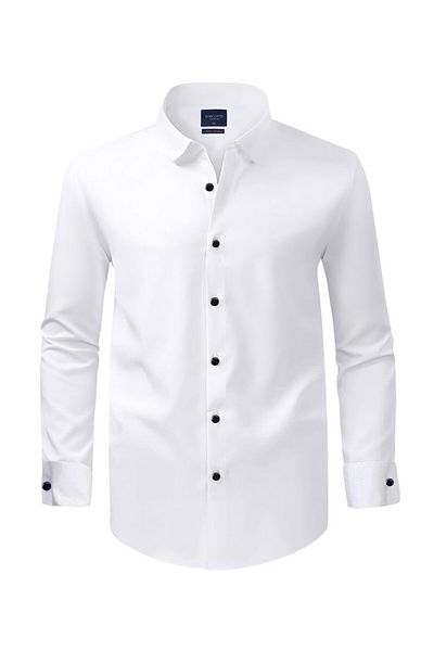 tambattal Large Size Double Cuff Cotton Classic Satin Shirt