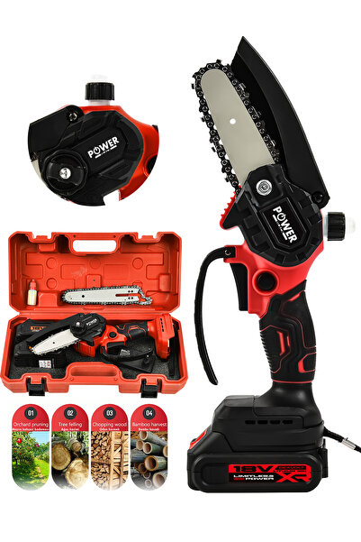 POWER BLACK Extra Güçlü Profesyonel Metal Dişli 18v 1.5ah Şarjlı Dal Budama T...