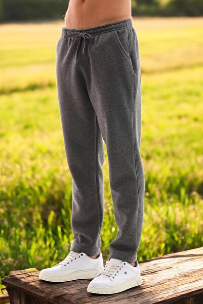 KozaLüks Men's Inner Raised 3 Thread Fabric Single Tracksuit Bottom