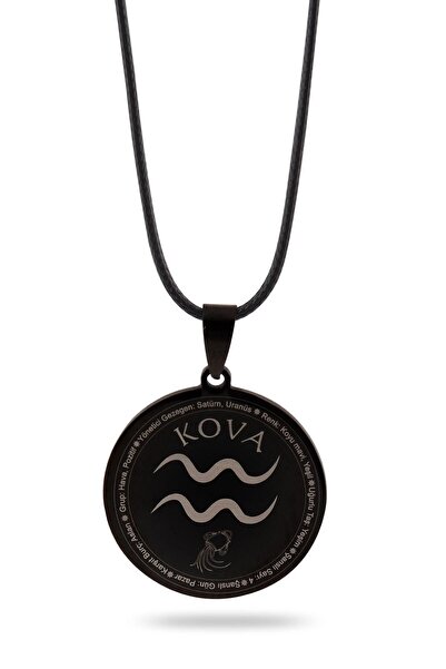 vogutima قلادة رجالية من الفولاذ - قلادة رجالية محفورة باللون الأسود