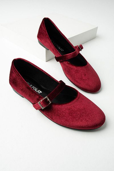 diclepolat Lightweight Comfortable Stylish Women's Ballerinas with Burgundy Belt - Elinta Casual Shoes