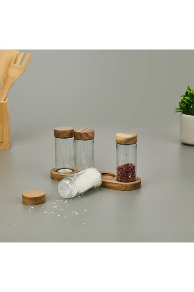 vanilinkitchen Acacia 4-Piece Set of Spices