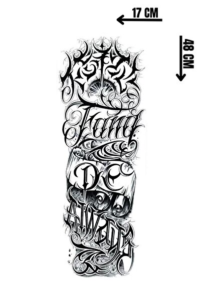 Barly Geçici Yazı Detaylı Kol Dövme Tattoo
