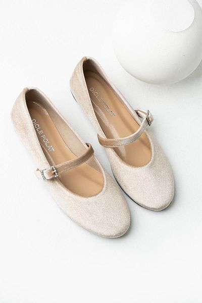 diclepolat Elinta - Beige Comfortable Women's Casual Shoes with Belt and Lightweight