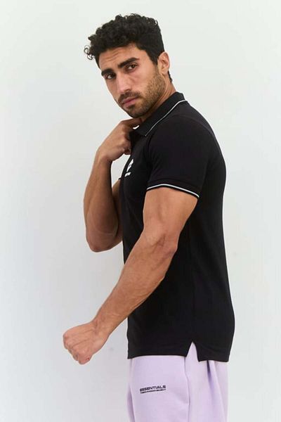 Lotto Men Sportswear Fit Short Sleeves Outdoor Polo Shirt, Black