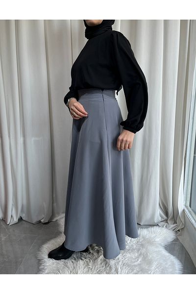 afife Mevlana Model Full Length Double Crepe Hijab Skirt