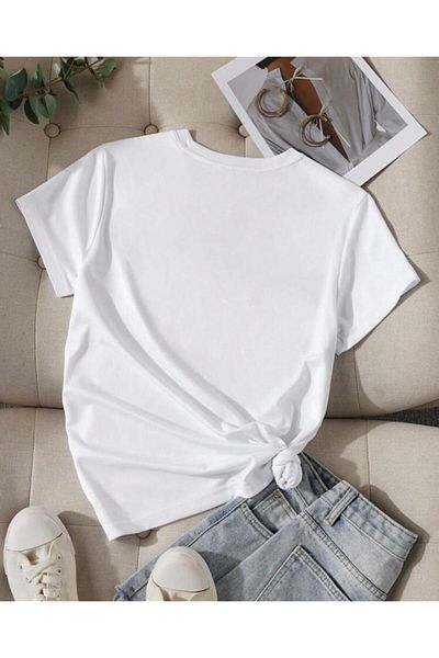khufu Μπλουζάκι Oversize White Love Leopard Heart με στάμπα χαλαρής εφαρμογής