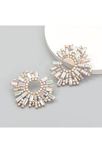 Choice أقراط عصرية مرصعة بالزركونيا المكعبة على شكل ندفة ثلج للنساء، لون AB، ...