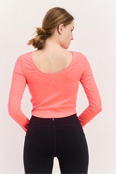 adidas Women Sportswear Fit Long Sleeves Brand Logo Top, Pink