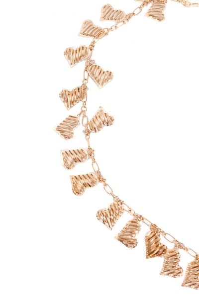 Sun Pieces Rose Gold / Light Gold Color Women's Chain Belt with Heart, Adjustable Waist Belt