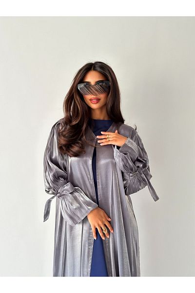outline Summer silk abaya in grey