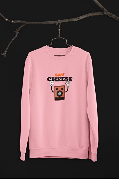 Butik Φούτερ Unisex με μακρύ μανίκι SAY CHEESE Transfer με τύπωμα με λαιμόκοψ...