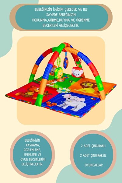 vevons Neşeli Hayvanlar Oyuncaklı Oyun Minderi Oyun Halısı
