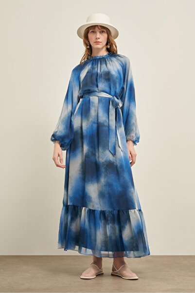 FTZ WOMEN Rochie de damă din satin de mătase Indigo 31039