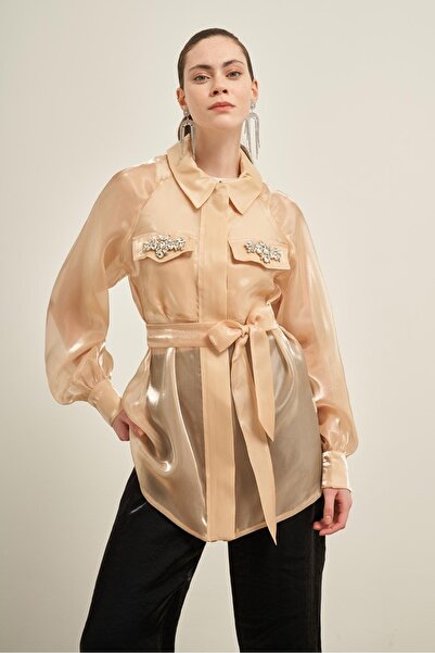 FTZ WOMEN Kadın Organze Kap Beige 31022