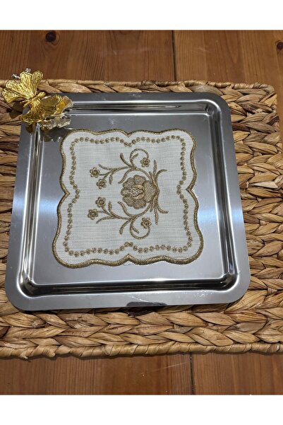 Freecook منديل تقديم القهوة من الكتان المطرز المقاوم للبقع مكون من 6 قطع