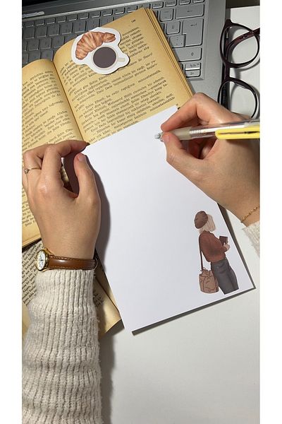 Handeto Kraft A5 Unlined Notebook Notepad - Pull-Out, Glue Memo Pad, Hat and Book