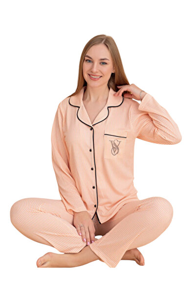 Tatty Underwear طقم بيجامة مخططة مطرزة بالحجر