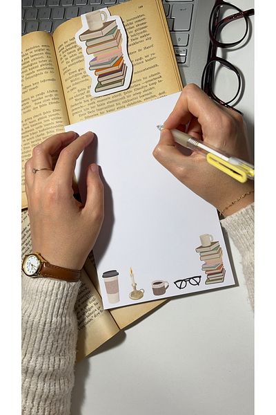 Handeto Kraft A5 Book Coffee Notepad - Check Pluck Notebook with Glue Memo Pad and No Line Notebook