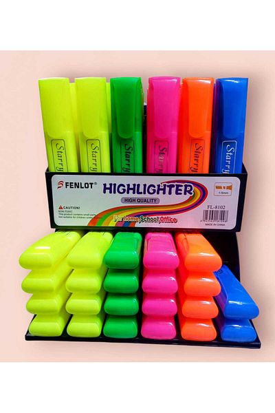 izmir yazici servis Highlighter Set Neon Set of 6 2 Yellow Green Pink Orange Blue Starry Effect