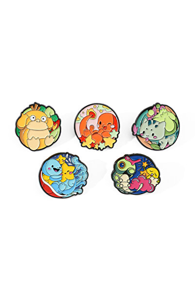 Choice XZ2741 5 قطع دبوس معدني إبداعي على شكل بوكيمون كرتوني لطيف مطلي بالمين...